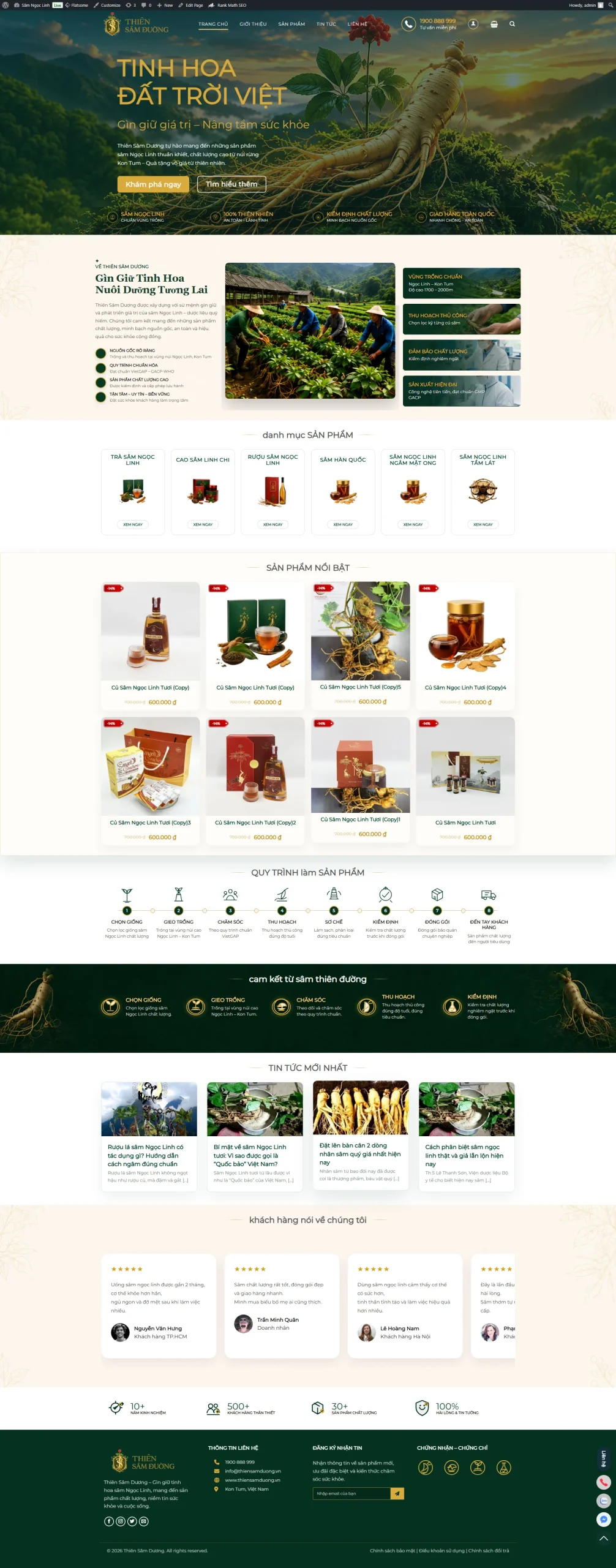 Theme wordpress bán sâm ngọc linh – giao diện sang trọng chuẩn đẹp tại Buôn Ma Thuột, Đắk Lắk