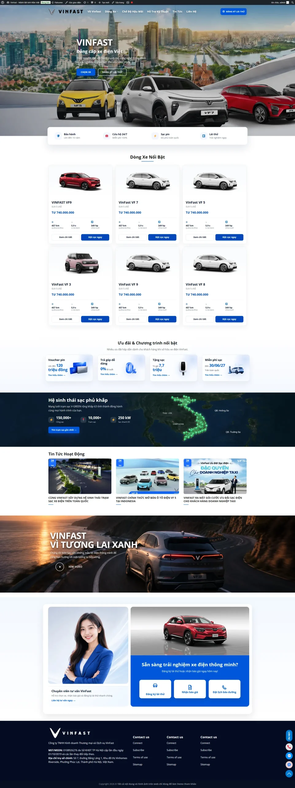 Ảnh Theme wordpress showroom VinFast chuyên nghiệp chuẩn seo